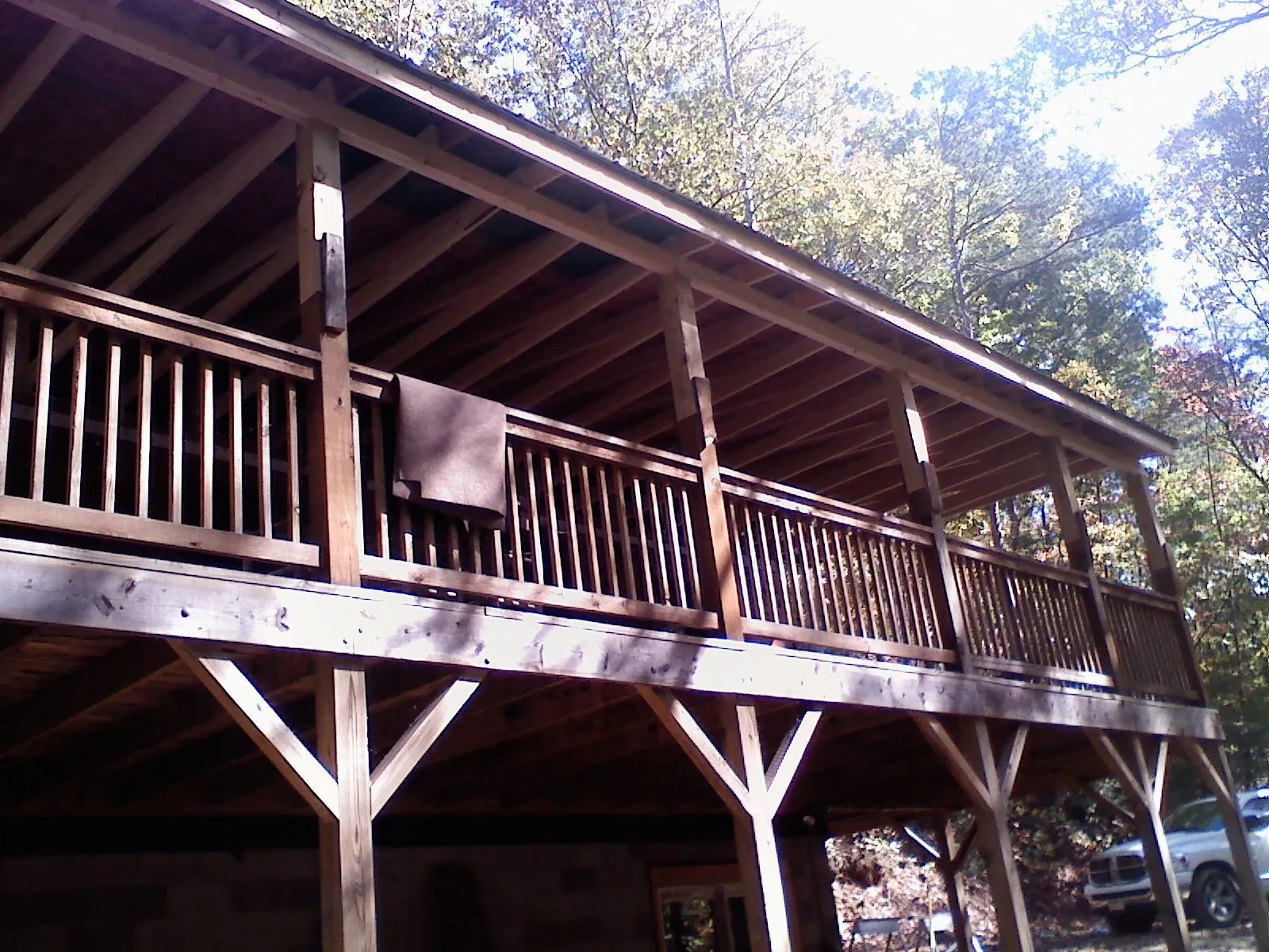 Timber framing under a new elevated porch and deck — Roof Leak Repair in Dairy by Roofing Brothers